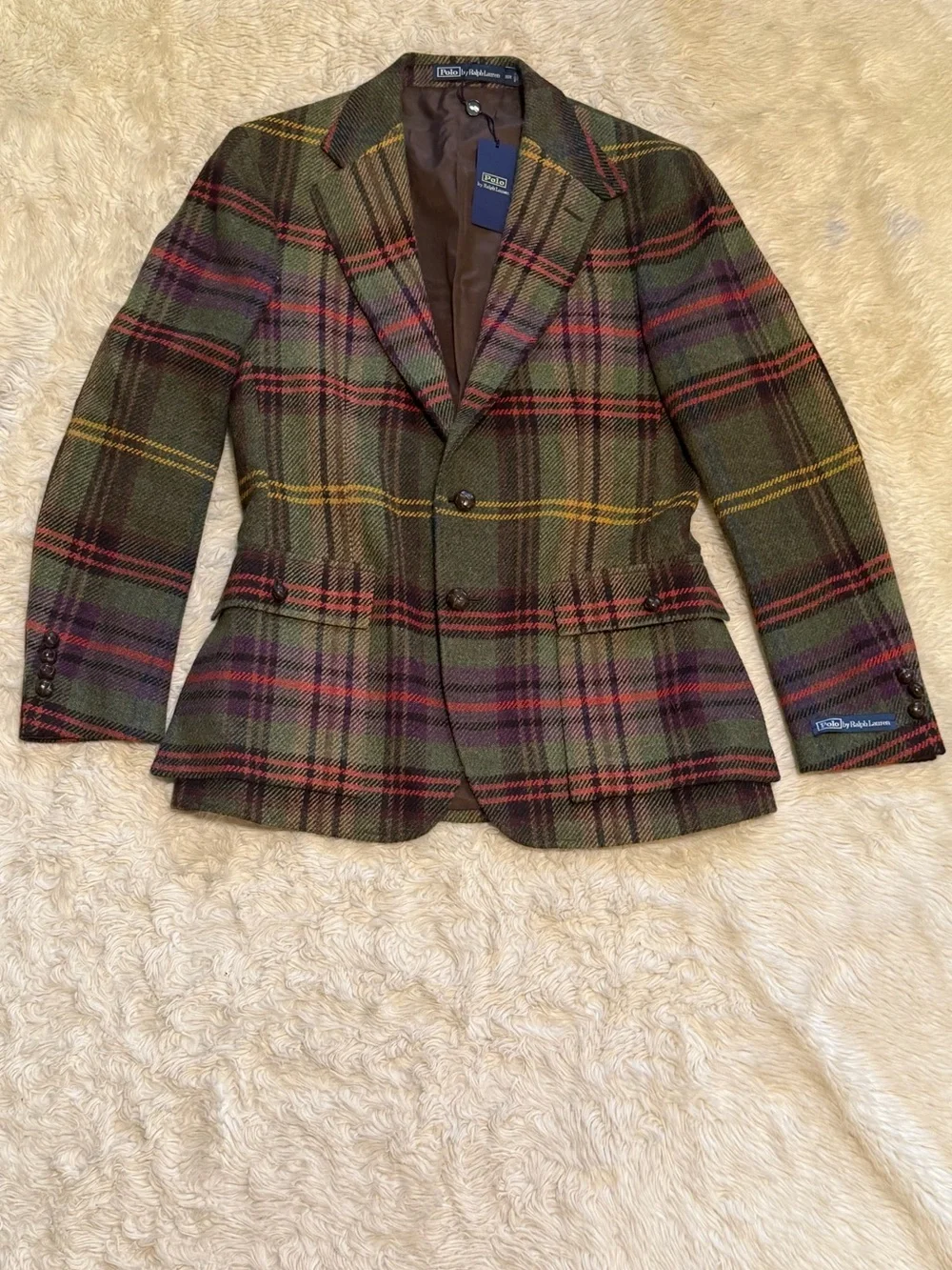 NWT Polo Ralph Lauren The RL67 Plaid Tweed Jacket - Size 38R